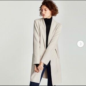 Zara faux cream duster coat